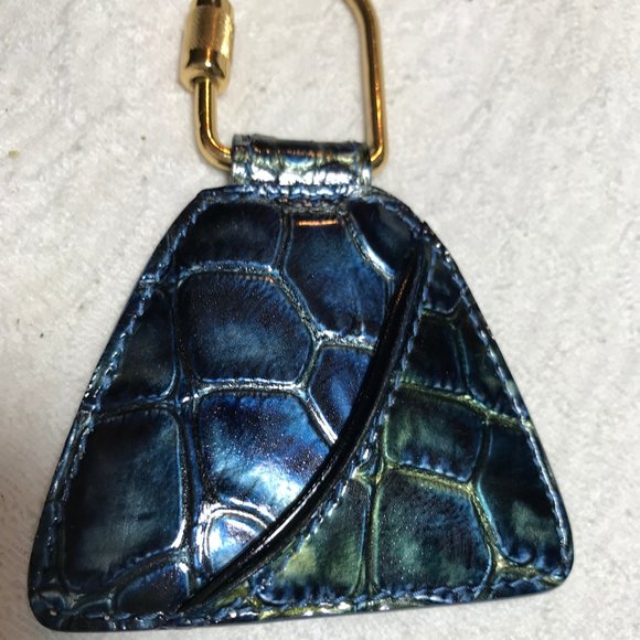 Christian Dior Croc Embossed Keychain / Key Ring - Navy Blue & Iridescent Colors - Picture 10 of 13